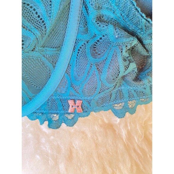 Savage X Fenty size 40 DDD Not Sorry Lightly Lined Lace Balconette Bra in Green - Picture 7 of 12